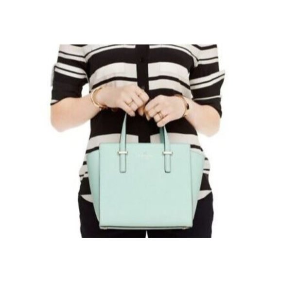 Kate Spade Womens Saffiano Leather Small Cedar Street Hayden Satchel Bag Green - Picture 9 of 9